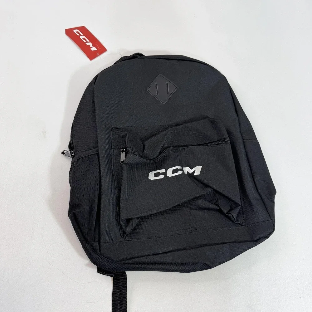 CCM Black 18in Backpack Water Bottle Pocket Adjustable Straps Hockey Gear Bag
